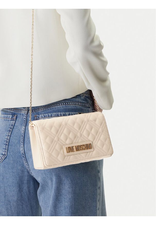 Love Moschino - LOVE MOSCHINO Torebka JC4079PP1OLA0110 Écru. Kolor: kremowy. Materiał: skórzane