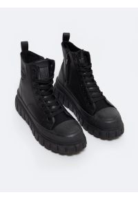 Big-Star - Trampki damskie wysokie czarne MM274625 906. Zapięcie: sznurówki. Kolor: czarny. Materiał: skóra ekologiczna. Szerokość cholewki: normalna. Obcas: na platformie. Styl: elegancki, klasyczny #6
