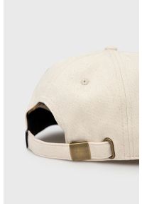 Vans czapka bawełniana kolor beżowy z nadrukiem. Kolor: beżowy. Materiał: bawełna. Wzór: nadruk