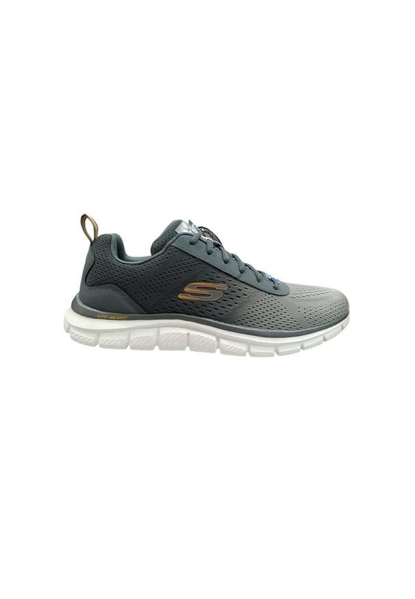 skechers - Buty sneakersy sportowe męskie Skechers Track-Pipkent. Kolor: szary, biały, zielony, wielokolorowy. Materiał: materiał. Szerokość cholewki: normalna