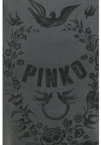 Pinko t-shirt bawełniany kolor szary. Okazja: na co dzień. Kolor: szary. Materiał: bawełna. Długość rękawa: krótki rękaw. Długość: krótkie. Styl: casual #2