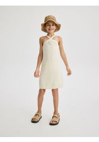 Reserved - Dzianinowa sukienka - złamana biel. Materiał: dzianina. Typ sukienki: proste #1