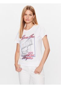 Guess T-Shirt Postcard W3GI20 JA914 Biały Regular Fit. Kolor: biały. Materiał: bawełna