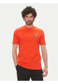 Karl Lagerfeld - KARL LAGERFELD T-Shirt 755710 552224 Czerwony Regular Fit. Typ kołnierza: dekolt w karo. Kolor: czerwony. Materiał: bawełna