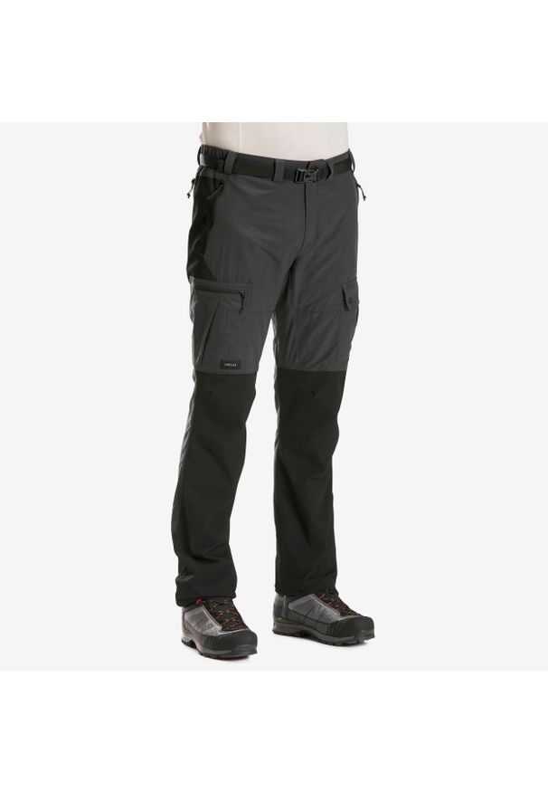 FORCLAZ - Spodnie trekkingowe męskie Forclaz MT500 wytrzymałe. Kolor: czarny, szary, wielokolorowy. Materiał: tkanina, syntetyk, materiał