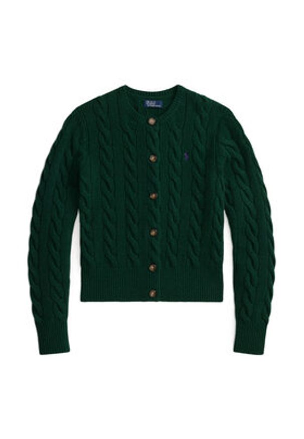 Polo Ralph Lauren Kardigan 211972104008 Zielony Slim Fit. Typ kołnierza: polo. Kolor: zielony. Materiał: wełna