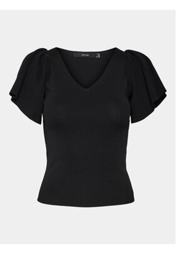 Vero Moda Bluzka Ginny 10278323 Czarny Slim Fit. Kolor: czarny. Materiał: syntetyk
