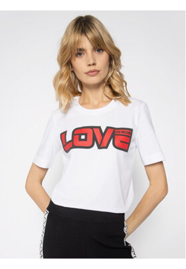 Love Moschino - T-Shirt LOVE MOSCHINO. Kolor: biały
