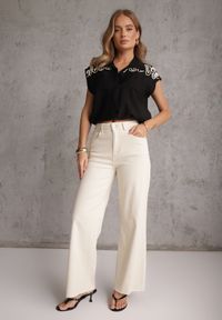 Renee - Czarna Boho Koszula z Wiskozy Bez Rękawów ze Ściągaczem w Talii Assabel. Okazja: na co dzień. Kolor: czarny. Materiał: wiskoza. Długość rękawa: bez rękawów. Wzór: gładki. Sezon: lato. Styl: boho #8