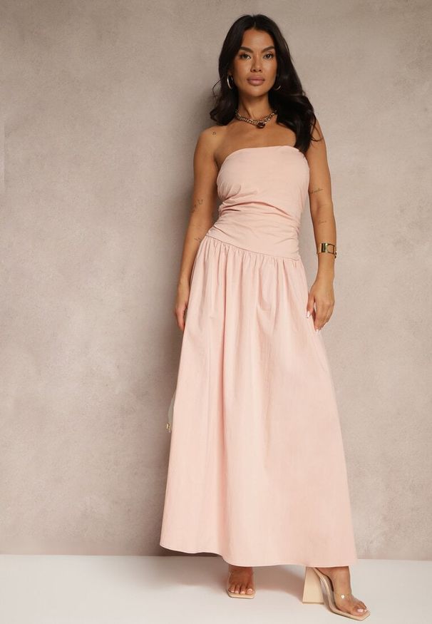 Renee - Różowa Koktajlowa Bawełniana Sukienka Bodycon Filitera. Kolor: różowy. Materiał: bawełna. Typ sukienki: bodycon. Styl: wizytowy
