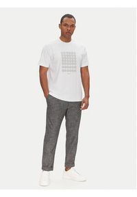 BOSS T-Shirt Tee Print Striped C 50537845 Biały Relaxed Fit. Kolor: biały. Materiał: bawełna. Wzór: nadruk