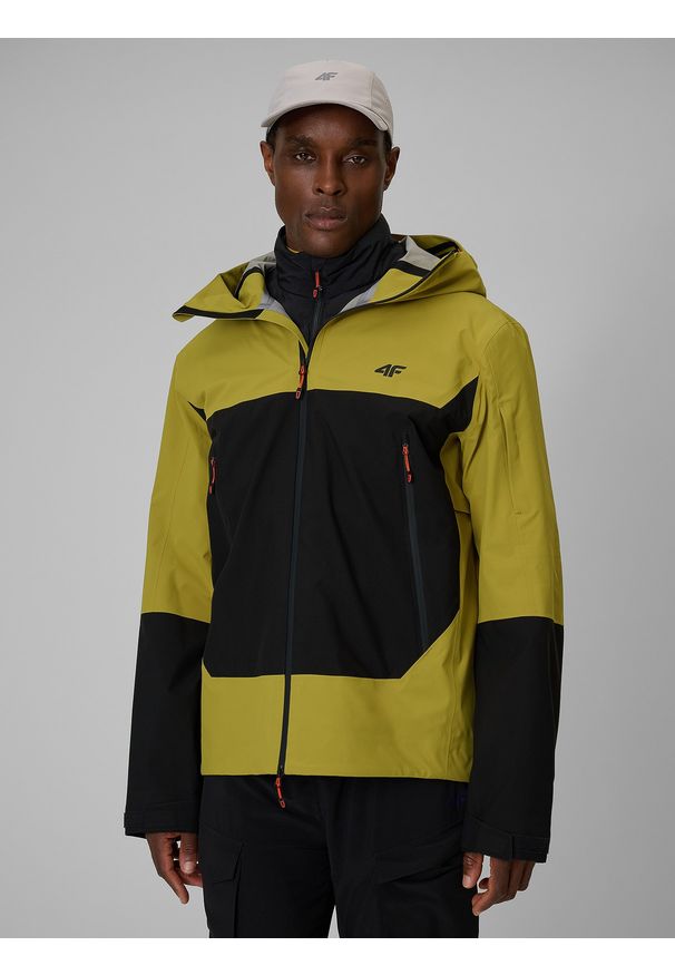 4f - 4F Kurtka trekkingowa membrana 15000 męska - żółta XL. Kolor: żółty. Materiał: tkanina, materiał. Długość: długie. Sport: turystyka piesza