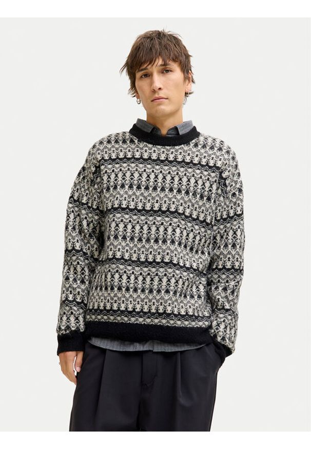 Jack & Jones Sweter Blumax 12286244 Czarny Relaxed Fit. Kolor: czarny. Materiał: syntetyk