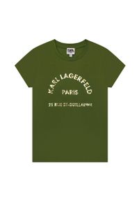 Karl Lagerfeld t-shirt dziecięcy Z15351.114.150 kolor zielony. Kolor: zielony. Długość rękawa: krótki rękaw. Długość: krótkie. Wzór: nadruk #1