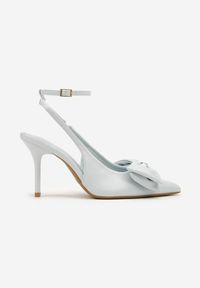 Renee - Niebieskie Sandały Vices na Szpilce Slingback Ozdobione Kokardą Tilvanea. Okazja: na wesele, na co dzień, na ślub cywilny. Zapięcie: sprzączka. Kolor: niebieski. Wzór: aplikacja. Obcas: na szpilce. Styl: casual, elegancki #3