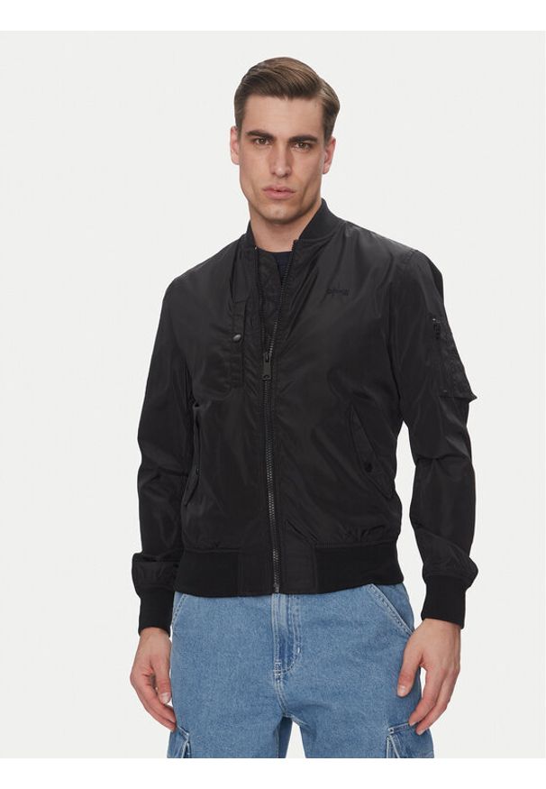 Schott NYC Kurtka bomber Airstar Czarny Regular Fit. Kolor: czarny. Materiał: syntetyk