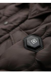 Ombre Clothing - Pikowana kurtka męska w koszulowym fasonie – khaki V3 - Rozmiar: XXL. Okazja: na co dzień. Kolor: brązowy. Materiał: poliester, materiał. Wzór: aplikacja. Styl: casual, elegancki #12