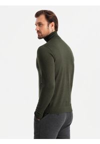 Ombre Clothing - Dzianinowy golf męski z wiskozą – ciemnooliwkowy melanż V5 OM-SWTN-0127 - XXL. Typ kołnierza: golf. Kolor: niebieski. Materiał: wiskoza, dzianina. Wzór: melanż. Styl: klasyczny, elegancki #6