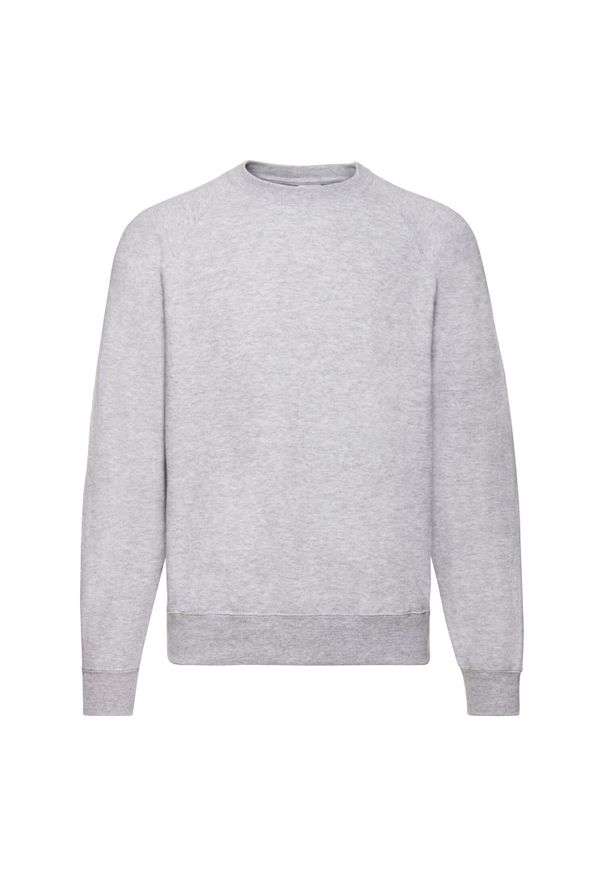 FRUIT OF THE LOOM - Męska Klasyczna Zwykła Bluza Raglanowa. Kolor: szary. Długość rękawa: raglanowy rękaw