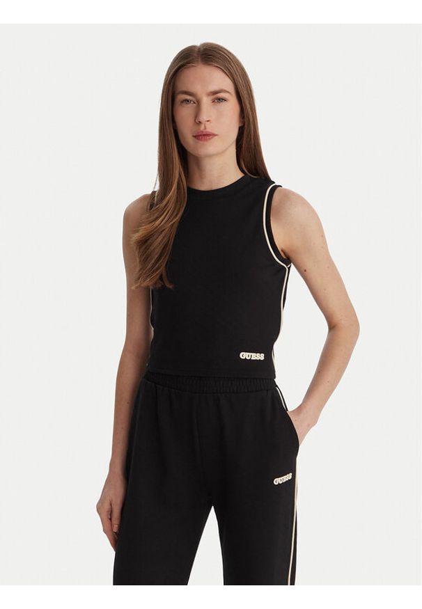 Guess Top V6GP17 K3215 Czarny Regular Fit. Kolor: czarny. Materiał: syntetyk