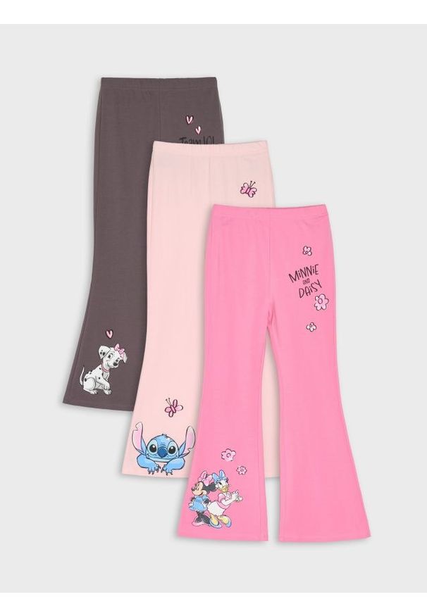 Sinsay - Legginsy flare z nadrukiem 3 pack Disney - wielobarwny. Wzór: nadruk, motyw z bajki
