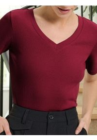 Sinsay - Koszulka z dekoltem V - bordowy. Kolor: czerwony #1