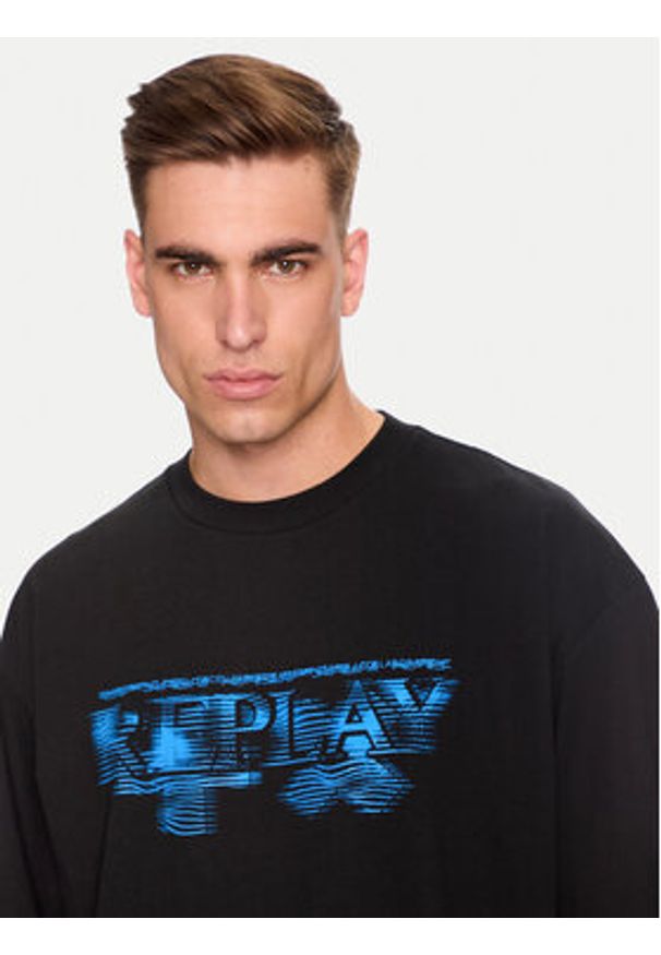 Replay T-Shirt MMG340.000.23454 Czarny Oversize. Kolor: czarny. Materiał: bawełna