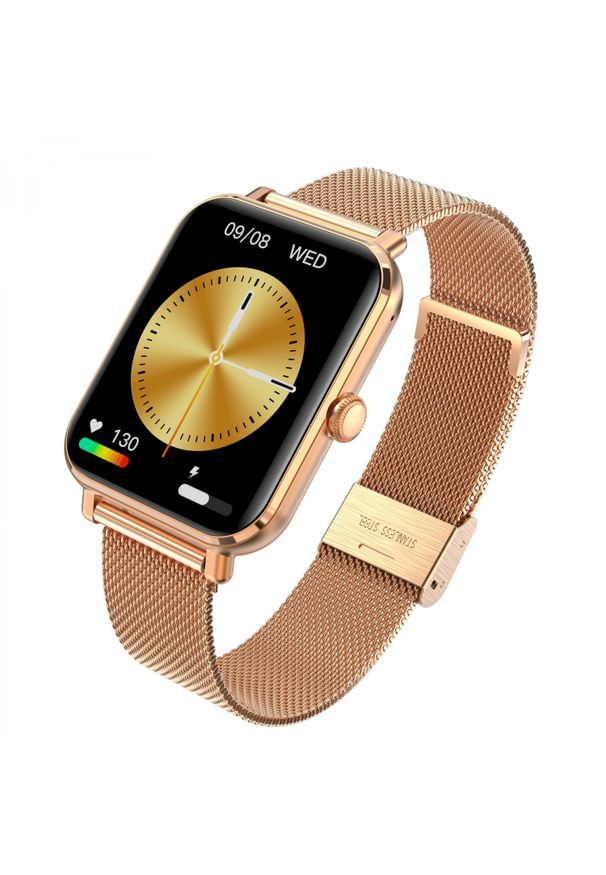 GARETT - Smartwatch Garett GRC Classic złoty stalowy. Rodzaj zegarka: smartwatch. Kolor: wielokolorowy, złoty, szary. Materiał: guma. Styl: klasyczny, sportowy, biznesowy