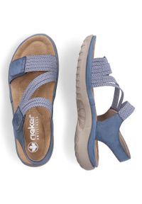 Komfortowe sandały damskie na rzepy niebieskie Rieker 64870-14. Zapięcie: rzepy. Kolor: niebieski #3