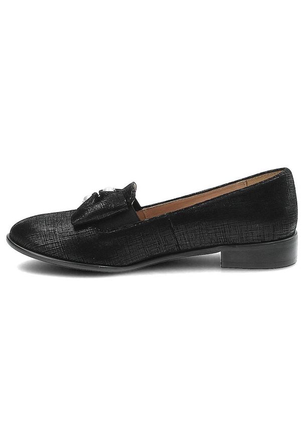 Czarne Półbuty Gamis Damskie Eleganckie Obuwie. Zapięcie: bez zapięcia. Kolor: czarny. Materiał: zamsz, skóra. Szerokość cholewki: normalna. Obcas: na obcasie. Styl: elegancki. Wysokość obcasa: niski
