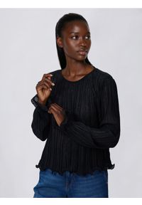 Reserved - Bluzka w prążki - czarny. Kolor: czarny. Materiał: dzianina. Wzór: prążki