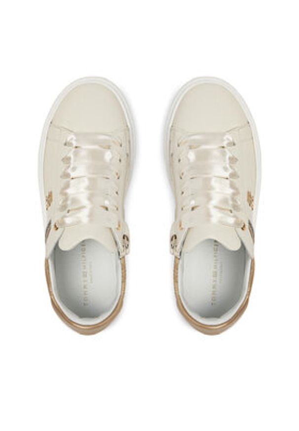 TOMMY HILFIGER - Tommy Hilfiger Sneakersy Low Cut Lace UP T4A9-33935-1281X024 Biały. Kolor: biały. Materiał: skóra