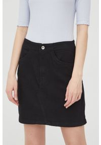Vero Moda spódnica kolor czarny mini prosta. Kolor: czarny. Materiał: tkanina, bawełna, materiał #1