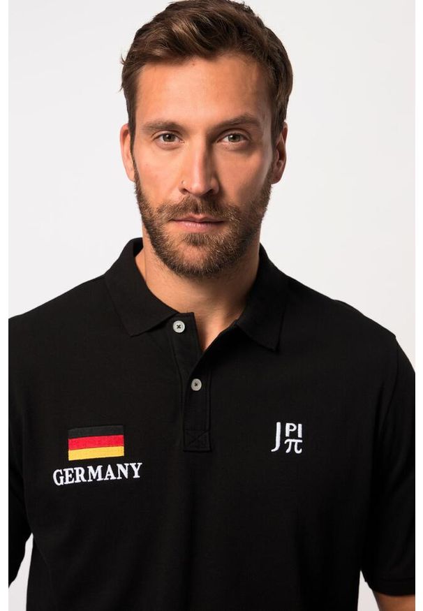 JAY-PI - Męska Koszulka polo FLEXNAMIC® piłka nożna rękaw 1/2 kołnierzyk polo. Typ kołnierza: polo. Kolekcja: plus size. Kolor: czarny. Materiał: bawełna, elastan, materiał