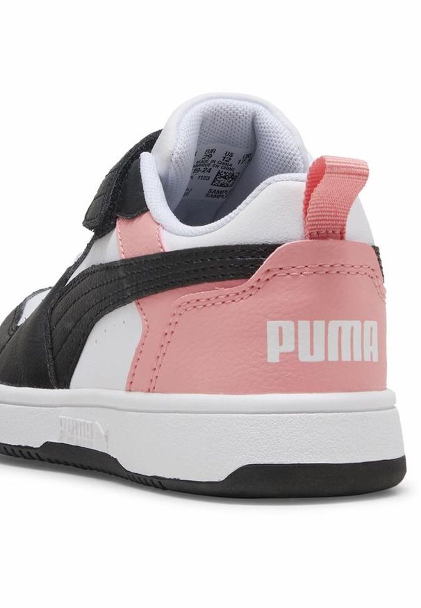Puma - Dziecięce sneakersy PUMA Rebound V6 Lo PUMA White Black Pink Fruit. Kolor: biały, czarny, różowy, wielokolorowy