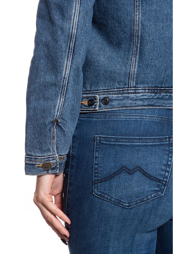 Lee - DAMSKA KURTKA ZIMOWA LEE SHERPA RIDER DARK STONEWASH L54VLJ46 112112980. Materiał: jeans. Sezon: zima