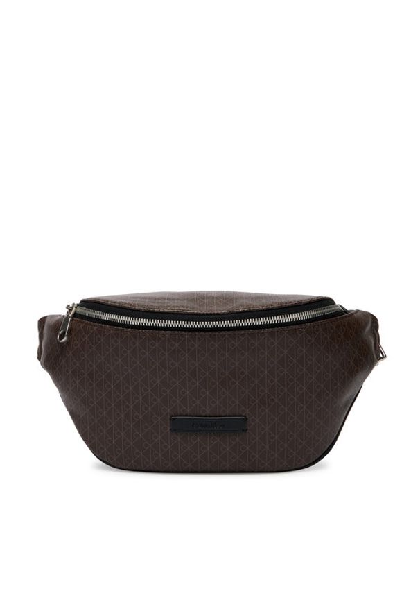 Calvin Klein Nerka Emblem Aop Coated Waistbag LV04D3135G Brązowy. Kolor: brązowy. Materiał: skóra