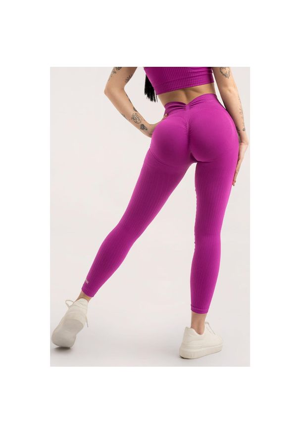 GYM GLAMOUR - Legginsy fitness damskie Gym Glamour deep push up 2.0. Kolor: różowy. Sport: fitness
