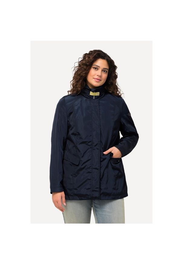 ULLA POPKEN - Damskie Kurtka funkcyjna HYPRAR stójka kaptur 2-kierunkowy zamek błyskawiczny. Typ kołnierza: kołnierzyk stójkowy. Kolekcja: plus size. Kolor: niebieski. Materiał: poliester, materiał. Sport: turystyka piesza