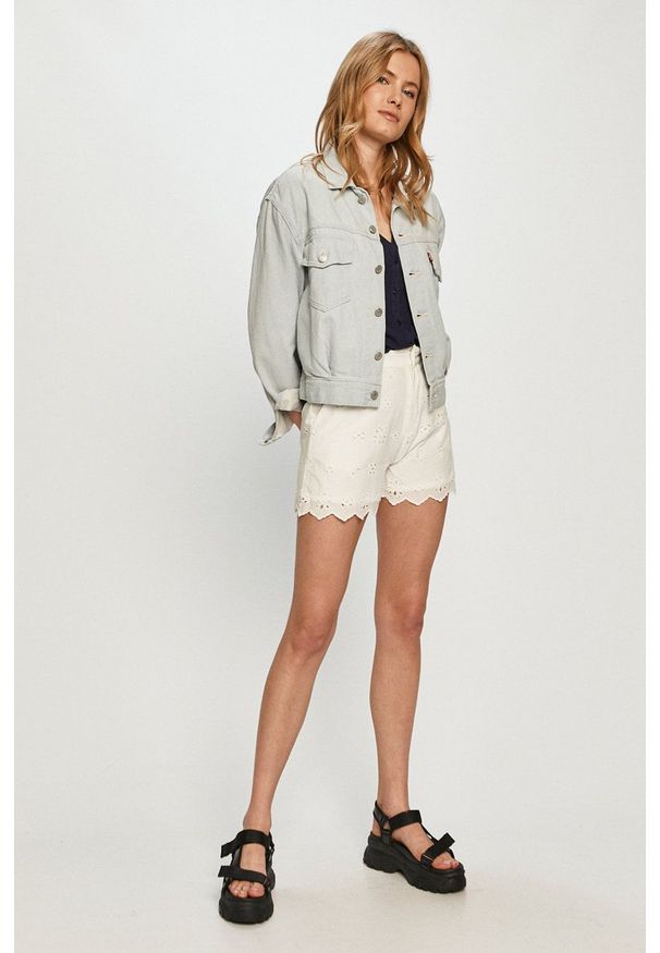 Pepe Jeans - Szorty Nora. Okazja: na co dzień. Stan: podwyższony. Kolor: biały. Styl: casual