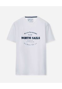 North Sails - NORTH SAILS - Biały t-shirt z ozdobnym haftem. Kolor: biały. Materiał: bawełna. Wzór: haft