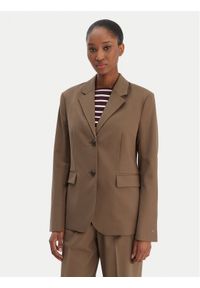 TOMMY HILFIGER - Tommy Hilfiger Marynarka Timeless WW0WW46662 Beżowy Regular Fit. Kolor: beżowy. Materiał: syntetyk #1