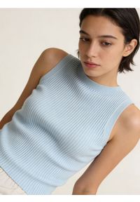 Sinsay - Prażkowana bluzka bez rękawów - niebieski. Kolor: niebieski. Długość rękawa: bez rękawów #1