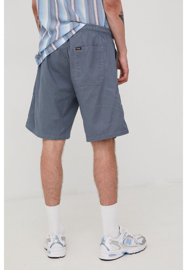 Wrangler szorty z domieszką lnu męskie kolor granatowy. Okazja: na co dzień. Kolor: niebieski. Materiał: len. Styl: casual