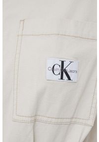 Calvin Klein Jeans kombinezon kolor beżowy z kołnierzykiemm. Kolor: beżowy. Materiał: bawełna. Długość rękawa: krótki rękaw. Długość: krótkie #4