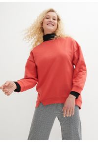 bonprix - Bluza oversized z małymi rozcięciami. Kolor: czerwony