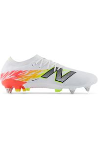 Korki męskie New Balance FURON ELITE SG V8 SF1SIB8 – białe. Zapięcie: sznurówki. Kolor: biały. Materiał: włókno, materiał. Szerokość cholewki: normalna. Sport: fitness, piłka nożna, bieganie