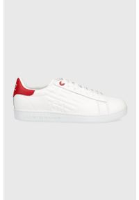EA7 Emporio Armani sneakersy skórzane kolor biały. Nosek buta: okrągły. Zapięcie: sznurówki. Kolor: biały. Materiał: skóra