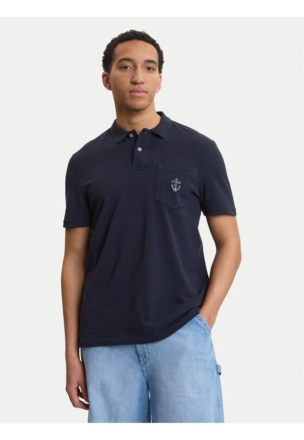Guess Polo M6GP48 K3476 Granatowy Regular Fit. Typ kołnierza: polo. Kolor: niebieski. Materiał: bawełna