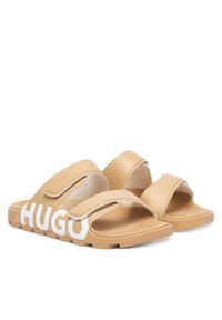 Hugo - HUGO Klapki Evander 50542042 Beżowy. Kolor: beżowy. Materiał: skóra #2